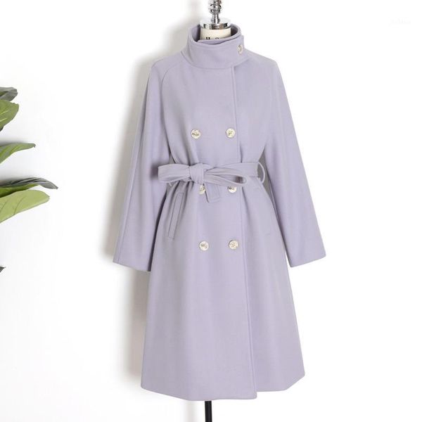 

2020 new winter fashion oversize overcoat women double breasted wool long coat women cashmere outwear manteau femme1, Black