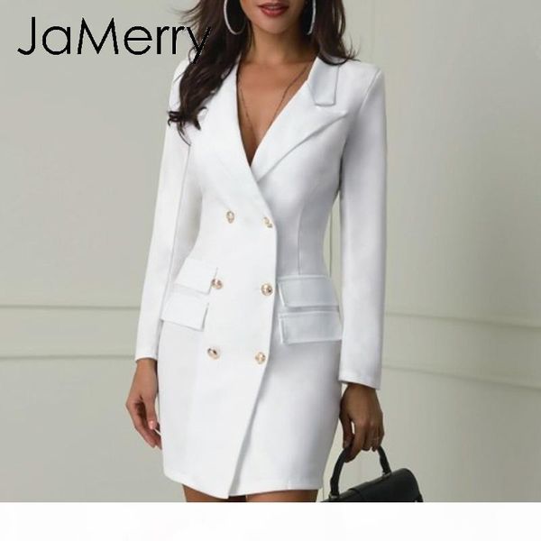 

damerry sexy black doubleding blazer платье офисное платье халат blazer белое платье плюс размер тонкий bodycon работа носить платья q190402, Black;pink