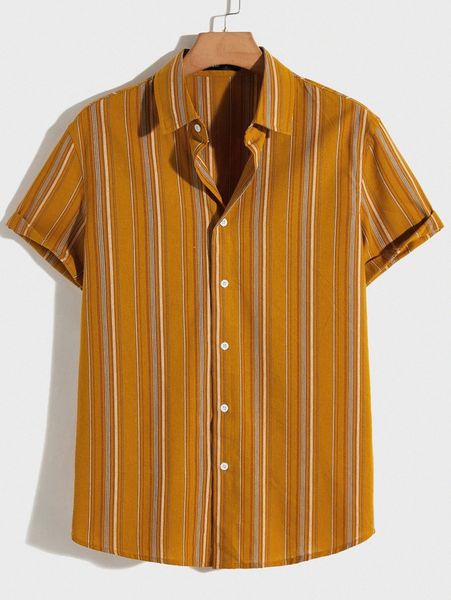 

collared cuffed striped shirt s1zd#, White;black