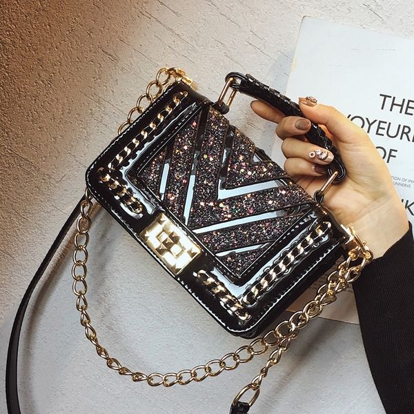 

gs7tq sequin women 2020 sequins shoulder version fashion chain hand-held shoulder bag all-in-one new lock xlmjm messenger bag korean