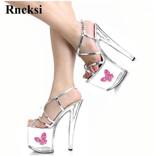 

dress shoes rncksi fashion transpant platform with straps sandals 20cm high heels women's shoes1, Black