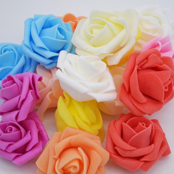 

decorative flowers & wreaths 20pcs/lot artificial foam rose flower head home handmade bouquet wedding party decoration diy garland decor sup