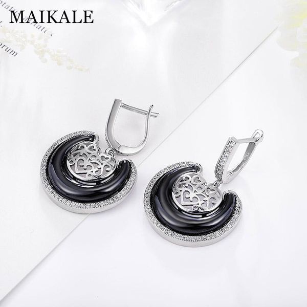 

maikale classic round ceramic drop earrings jewelry earrings plated gold copper big for women gifts1, Silver