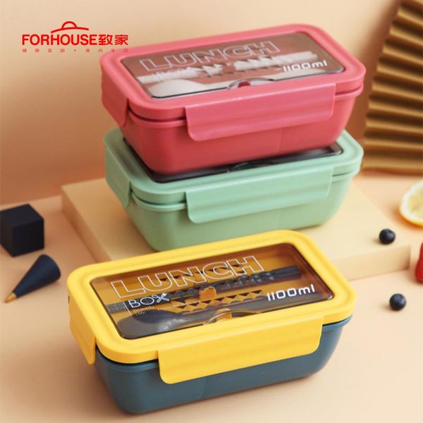 

lunch box japanese style sealed portable food storage container bento with spoons chopsticks for kids children school qylydb mywjqq