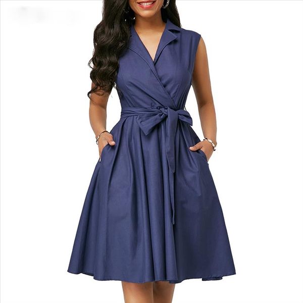 

summer dress women 2021 casual plus size slim french solid office a line dresses bandage elegant v neck long party dress, Black;gray