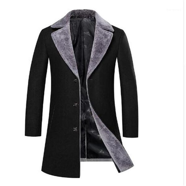 

2017 new winter men wool trench coat men trench slim fit overcoat coats fashion outerwear1, Black