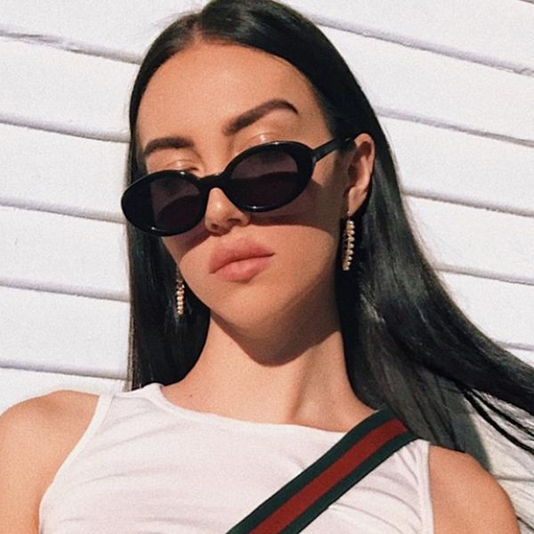 

new wine small oval sunglasses female brand fashion designer style lovely cream color sunglasses female color glasses, White;black