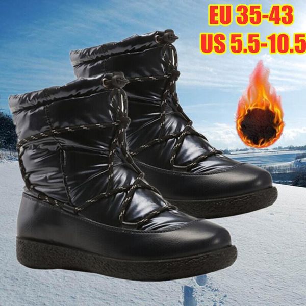 

2020 женская обувь зимние сапоги зима женщины держите теплые ботинки женщин теплые ботинки снега женский середина-теленок платформа zapatos, Black