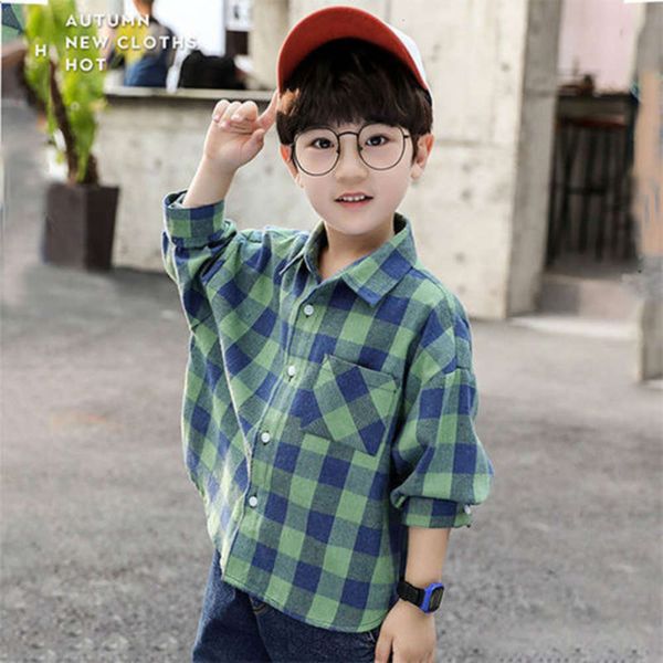 

boys' long sve 2020 new plaid cotton middle small inch shirt clothing summer thin spring and autumn children's, White;black