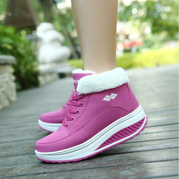 

women's boots ankle booties 2020 winter platforms shoes high-height wedge women shoes thick-soled female sneakers casual #ea9d, Black