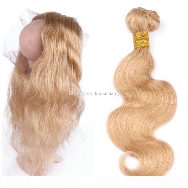 

peruvian human virgin hair with body wave 360 lace frontal closure 4pcs lot strawberry blonde human virgin hair with 360 lace frontal, Black;brown