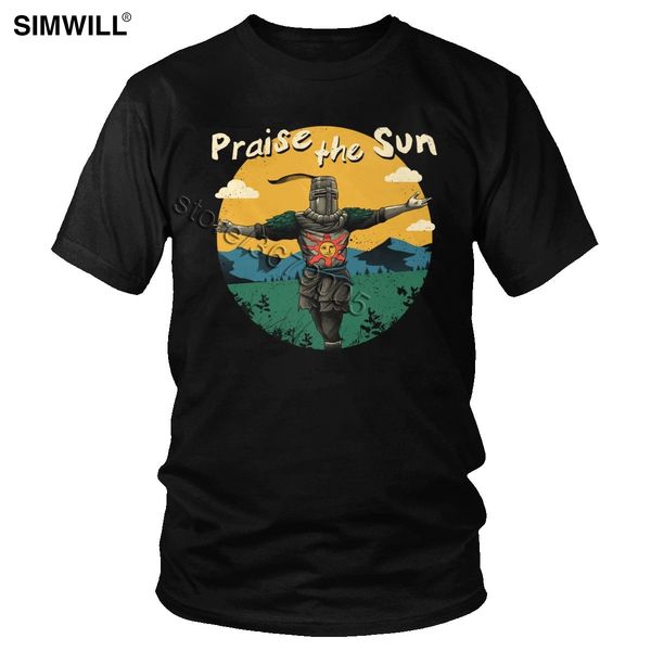 

novelty vintage dark souls tee men's funny praise the sun game print short sleeves streetwear hooded sweatshirt hoodie men t shirt