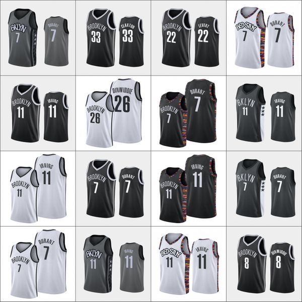 

brooklyn nets men kyrie irving kevin durant caris levert spencer dinwiddie nicolas claxton nba icon basketball jersey, Black