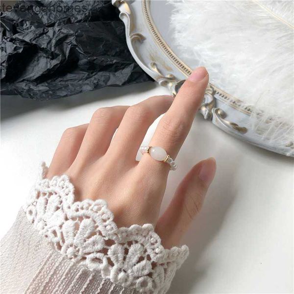 

pearl synthetic korean handmade temperament stone simple index finger sweet girl ring e21, Silver