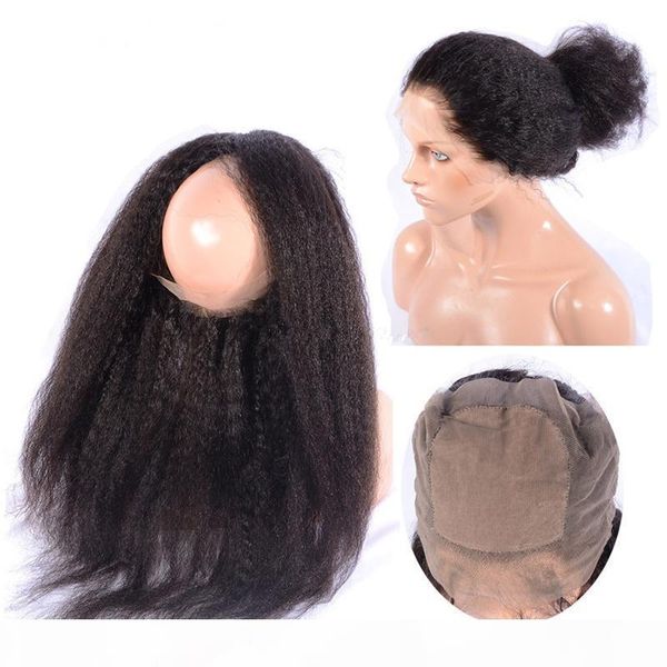 

silk base 360 ​​кружева группа фронтальная natural black kinky straight бразильский богородица человеческих волос свободный часть kinky stra, Black;brown