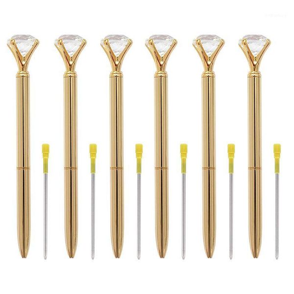 

big diamond pens diamond tip pens big pen rhinestones crystal metallic ballpoint black ink 6 pcs silver1, Blue;orange