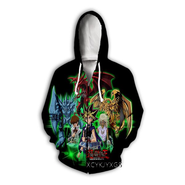 

anime yu-gi-oh 3d print causal clothing new fashion men women zipper hoodies a498, Black
