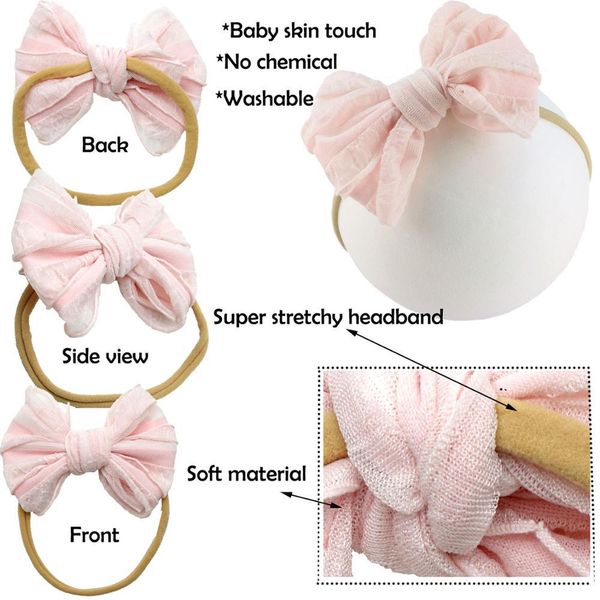 

16 colors baby girl's headbands with 4 inch bows soft nylon headbands for newborn infant toddler pgraphic accessories h jllftf, Slivery;white