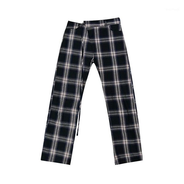 

korean fashion spring summer new women vintage plaid pants cotton lace up thin female ankle-length pants trouser capris1, Black;white