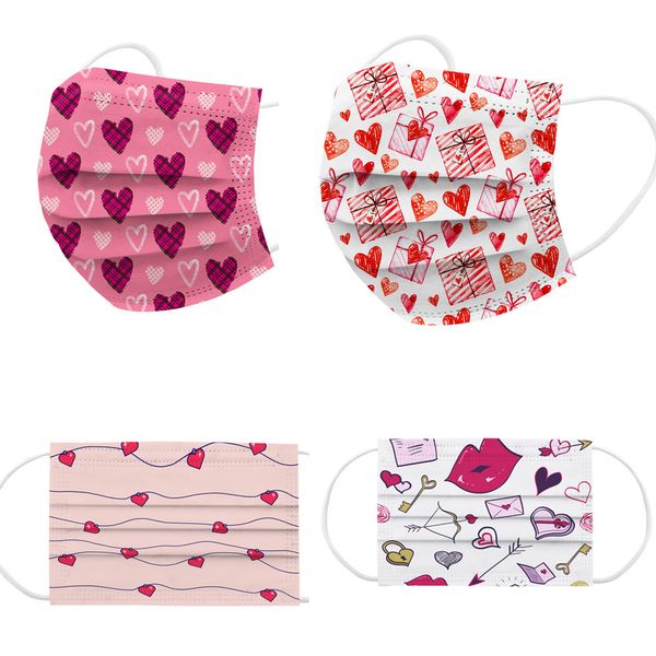 

valentine's day anti-dust cotton three-layer protective face mask men women disposable face mask man woman pbt melt-blown nonwoven, Black