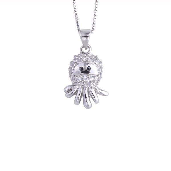 Collane di seppie sveglie di cristallo dell'argento sterlina 925 per le donne Pendenti di polpo di zircone gioielli di moda per feste Q0531