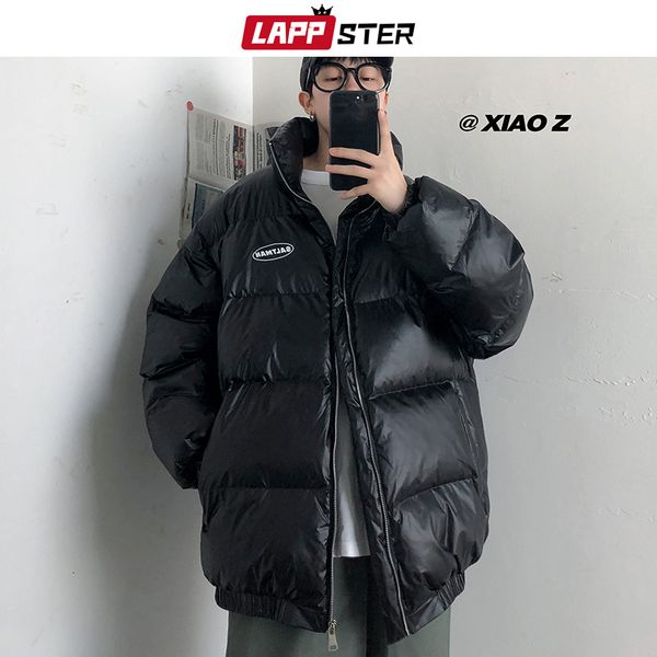 

lappster men streetwear hip hop sliver puffer jacket mens harajuku winter bubble jackets coats male korean fashions parka 201028, Black
