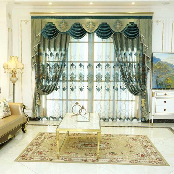 

european and american luxury green embroidered for living room bedroom l kitchens equipped with high-quality curtains1