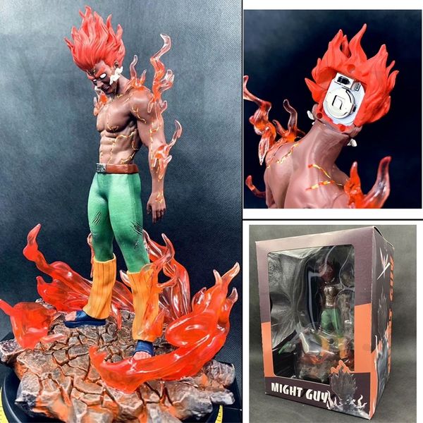 

with led naruto gk might guy eight doors armor illuminated lights statue action figure toy horror halloween gift 12inch y200421