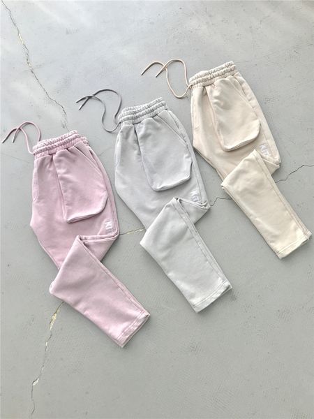 

kith pants vintage washed sweatpants joggers trousers 1:1 waist streetwear high-quality women elastic embroidery men kutdm, Black