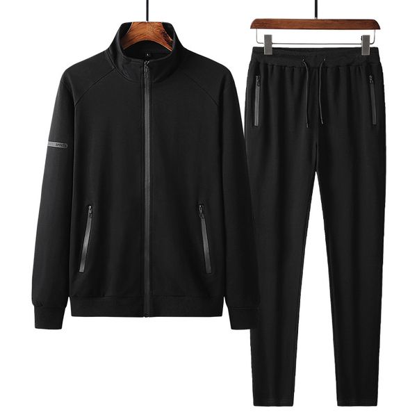 

gym clothing the main spring and autumn men women leisure sports suit stand collar cardigan pure cotton large size running clothin, White;black
