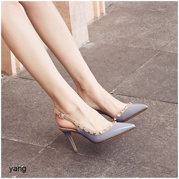 

rivet sandals women's summer new versatile pointed thin heel baotou back fairies with high heels