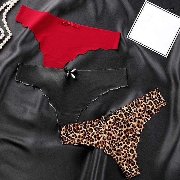 

women's panties leopard string underwear for women ice silk soft female g t-back low-rise seamless thong lingerie briefs1, Black;pink