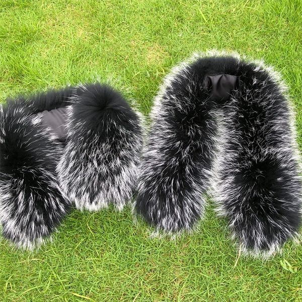 

new style natural raccoon fur collar real fur collar scarf for coat y201024, Blue;gray