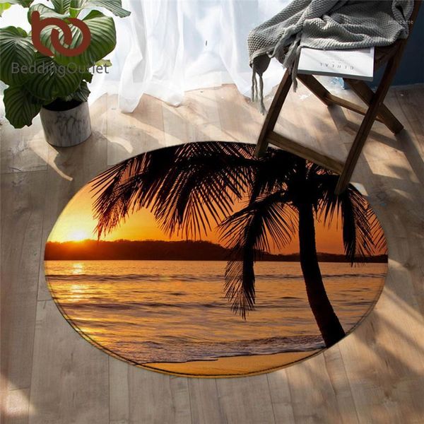 

carpets beddingoutlet sunset bedroom 3d printed beach round area rug for living room nature floor seaside mat 150cm tapis1