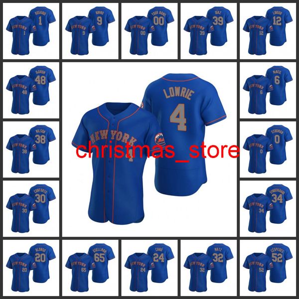 Trikot Herren Damen Jugend #48 Jacob deGrom 24 Robinson Cano 20 Pete Alonso 12 Francisco Lindor Custom Royal