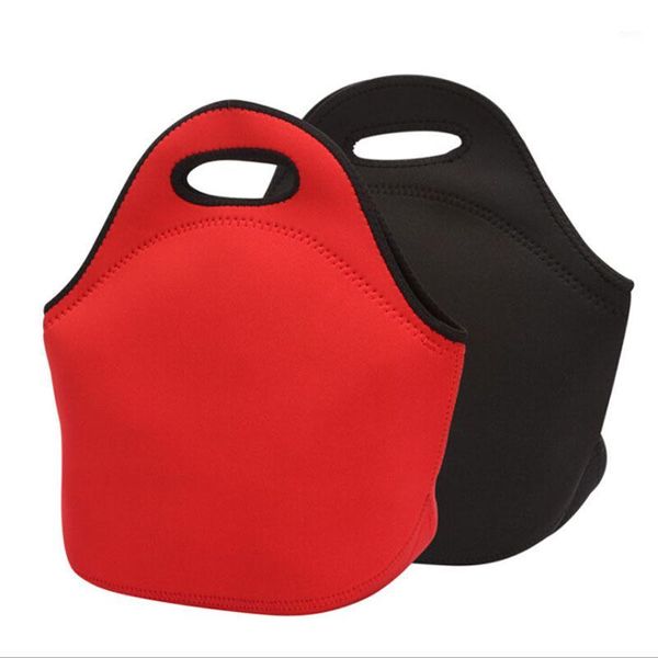 

thermal insulated neoprene lunch bag cooler insulation lunch box bag fashion solid women kids bags1, Blue;pink