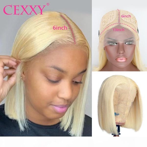 

cexxy 613 blonde wig brazilian straight human hair bob wigs 8 - 16 inch remy t part lace short bob lace front wigs for women, Black;brown