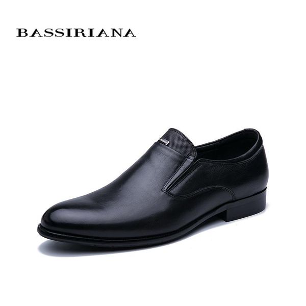 

bassiriana 2020 spring and summer new men's leather shoes black comfortable ing