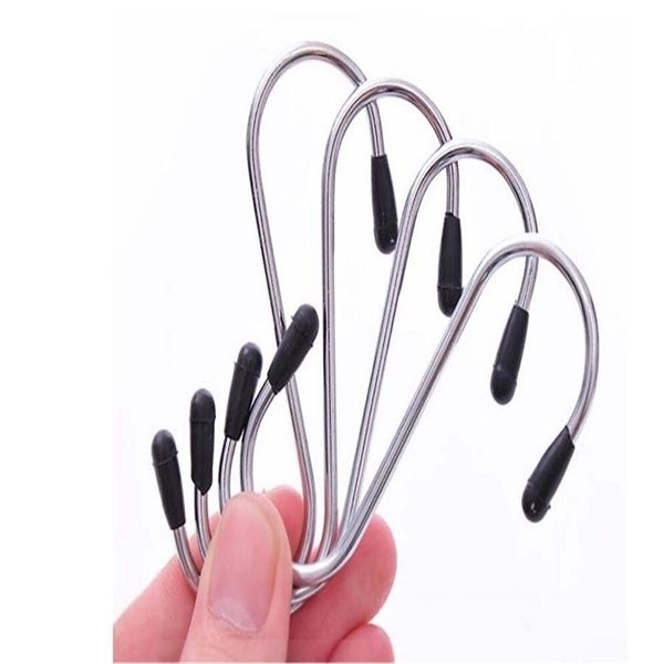 

a-4pcs stainless steel hook hanging shape 5kg capacity metal hooks 7.7cm*2.7cm s style sling dog