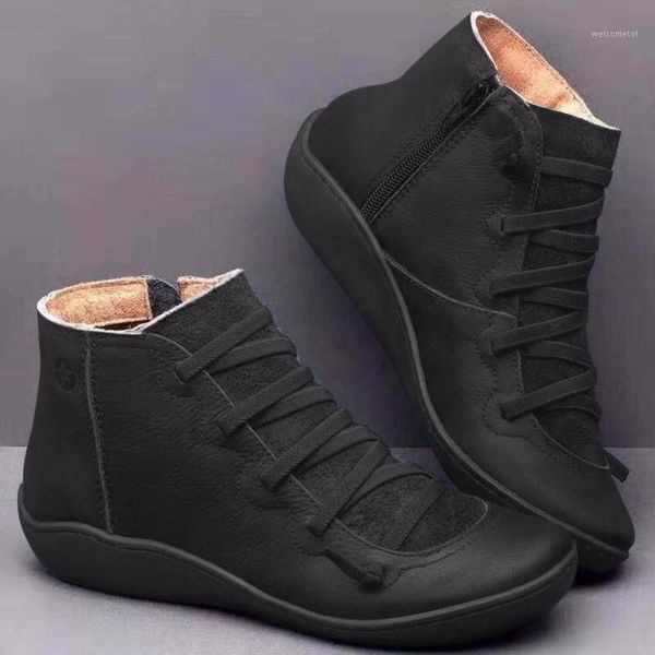 

ankle boots for women boots flat casual booties woman zipper big size 35-43 fashion women shoes ladies o3-381, Black
