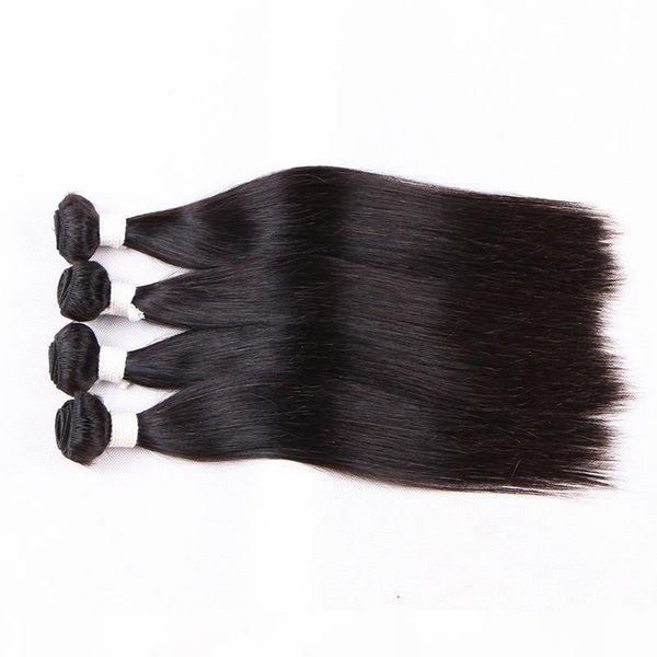 

virgin human hair indian straight bundles 4pcs peruvian malaysian hair weaves unprocessed hair extensions, 100gr piece , dhl, Black