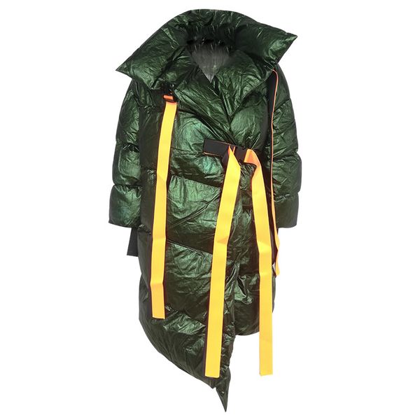 

big girls irregular long coat winter children lapel loose long overcoat hip hop style women thicken warm cotton windbreaker a4514, Blue;gray