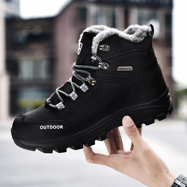 

fashion men boots new casual with fur warm men winter boots shoes lace up plush snow boots men shoes #um9t