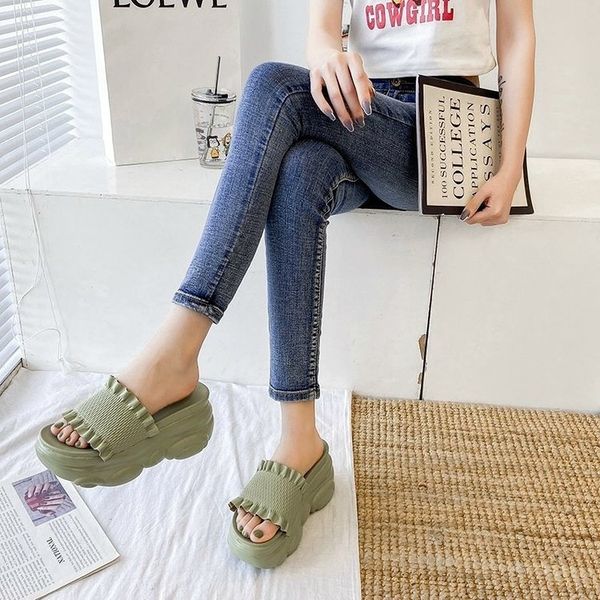 

womens slipper font shoes slide fashion sandals flat 8cm 025, Black