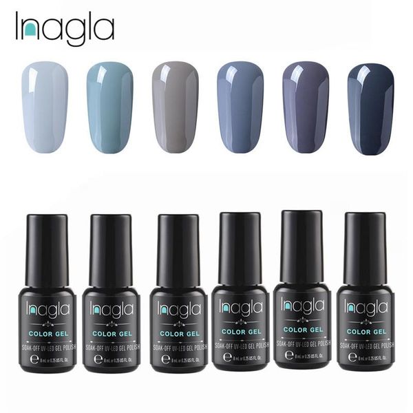 

inagla 6pcs/set 8ml uv gel nail polish long lasting led lamp gel varnish without base soak off organic varnish, Red;pink