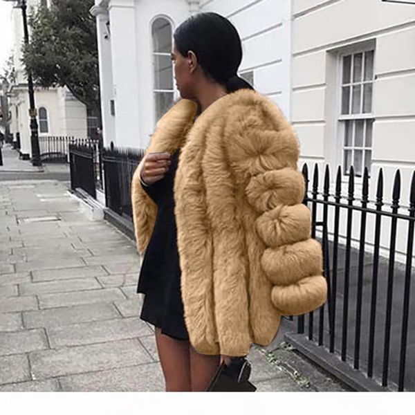 

ladies faux fur coats winter 2019 faux fur jacket women plus size short coat warm furry jacket long sleeve outerwear#g3, Black