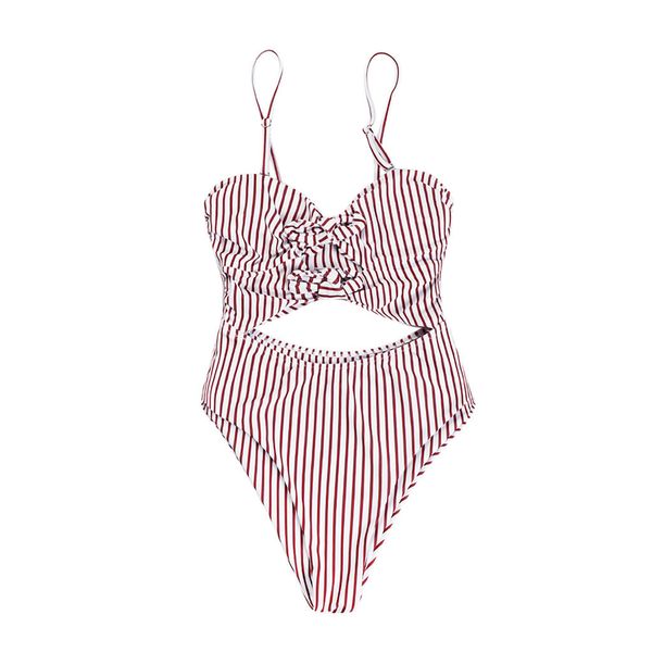 

chamsgend women's beach fresh stripe print fashion comfortable casual beachwear one-piece swimsuit, White;black