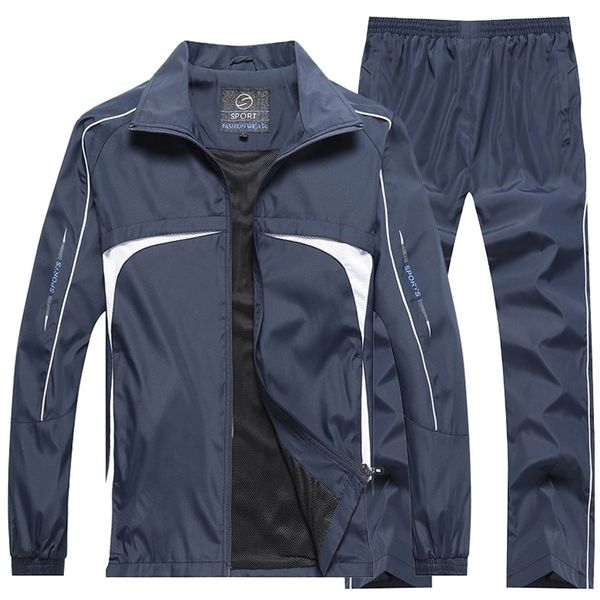 

men's running sets autumn set outwear outdoor sportswear jogging sport suit jacket+pant sweat suit male tracksuit 201119, Gray