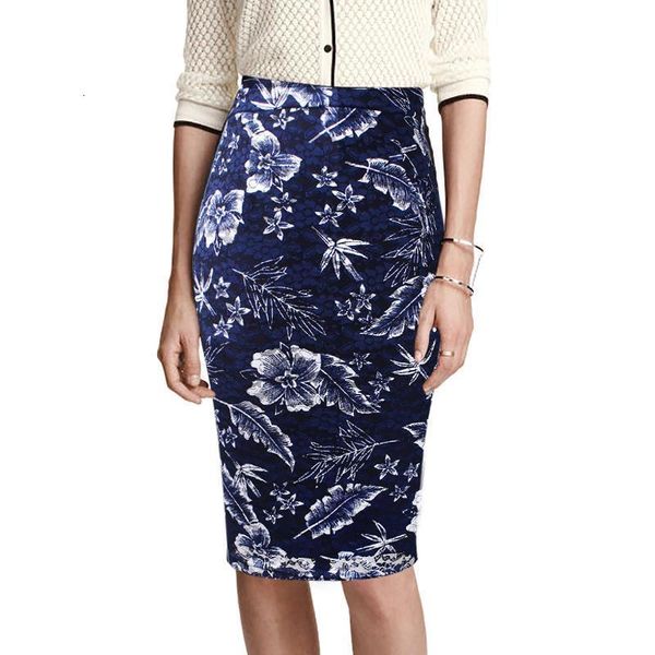 

womens elegant floral print solid color work business office casual slim fitted bodycon high waist pencil skirt 667, Black