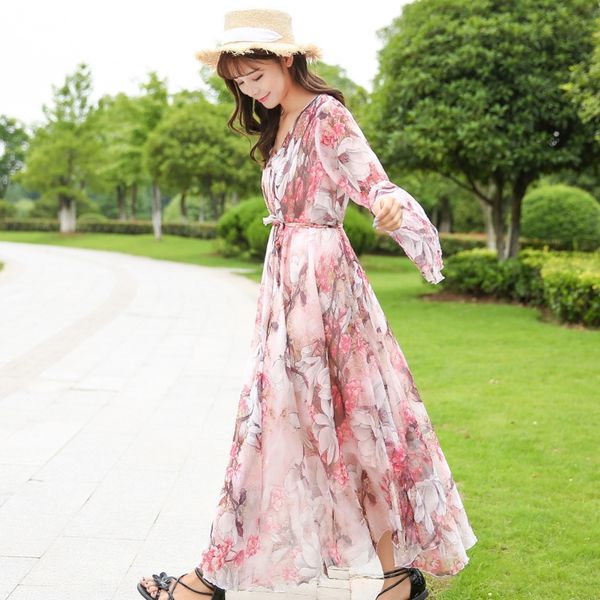 

2vqkk korean dress summer skirt floor new women's summer loose large miaomiao fat sweeping 2020 size long skirt super long chiffon look, Black;gray